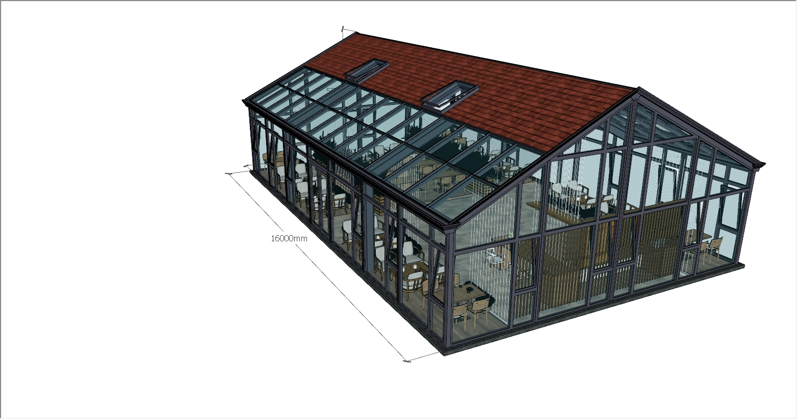 大型休闲咖啡厅阳光房SU设计图
