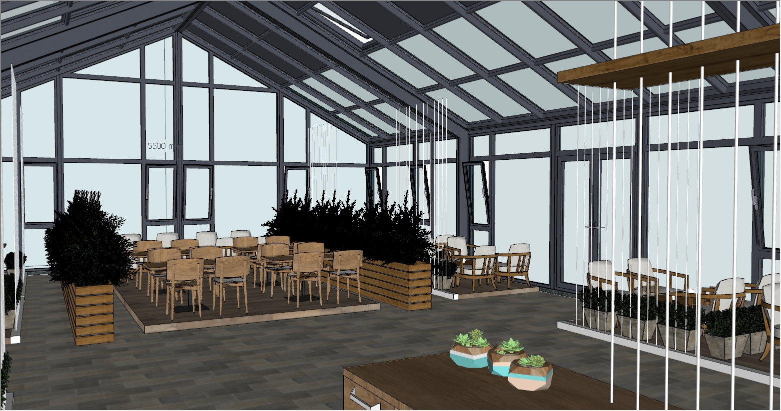 大型休闲咖啡厅阳光房SU设计图