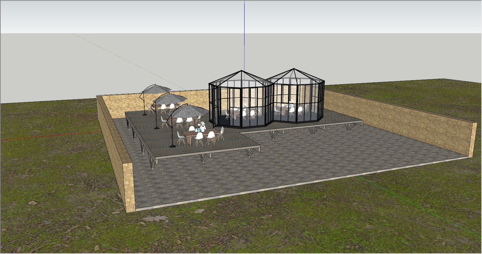 现代简约蒙古包茶室阳光房SU设计效果图