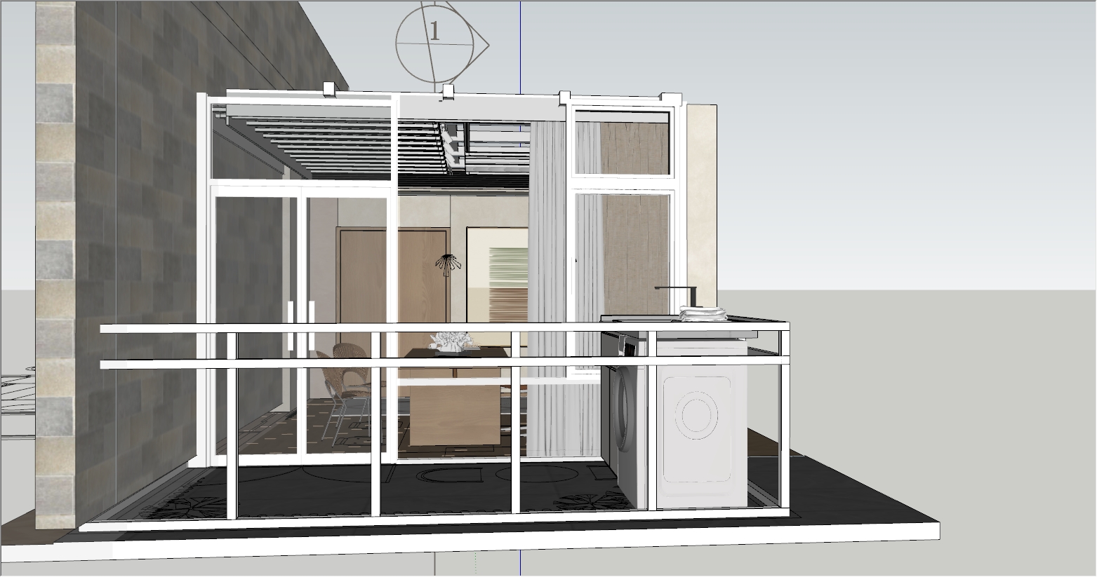 阳台露台改造成现代阳光房书房设计效果图