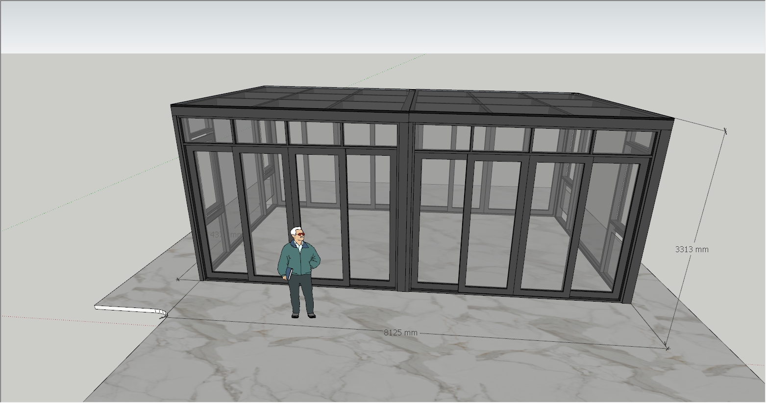 大面宽玻璃阳光房设计SU 设计效果图