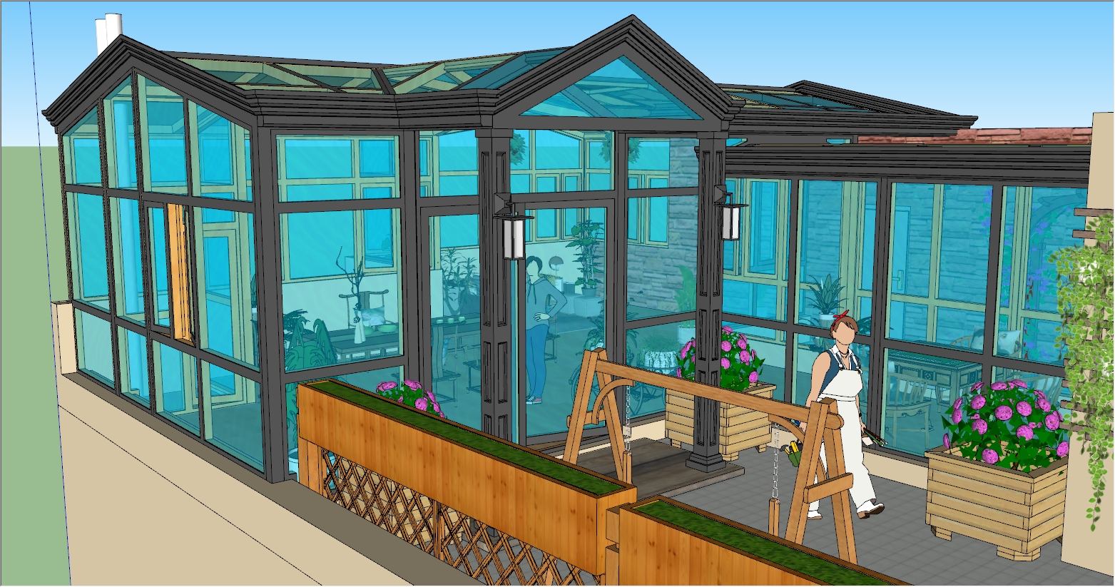 海南热带别墅屋顶花园阳光房