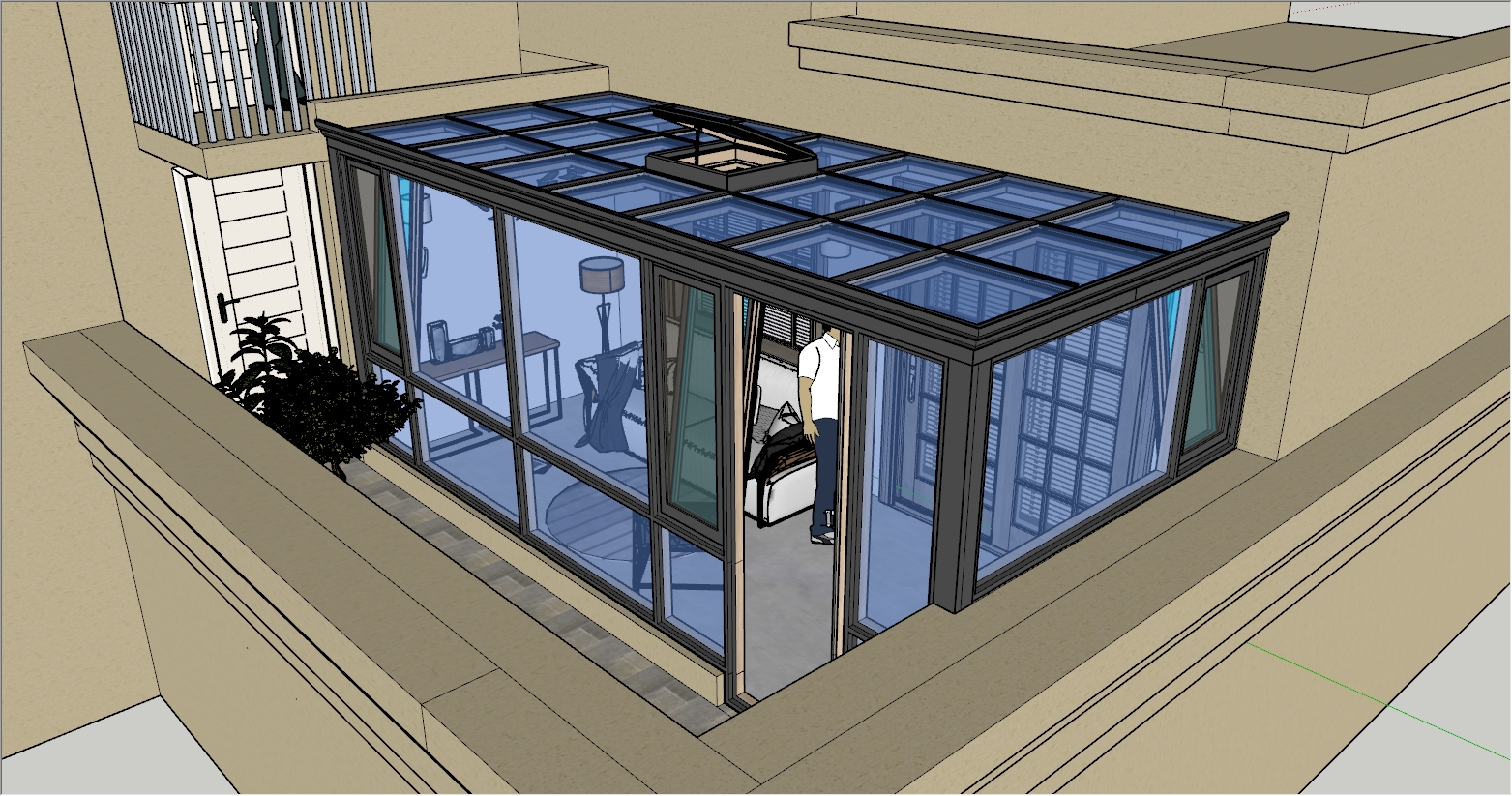 14.25平方的小型别墅露台阳光房设计效果图