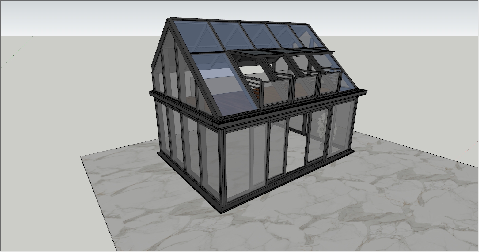 人字顶带天窗两层结构阳光房