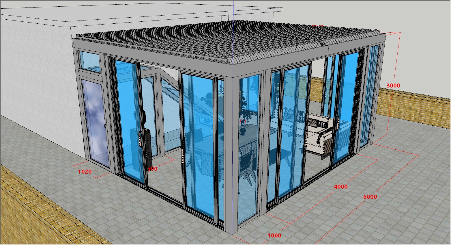 屋顶楼梯间阳光房SU设计效果图