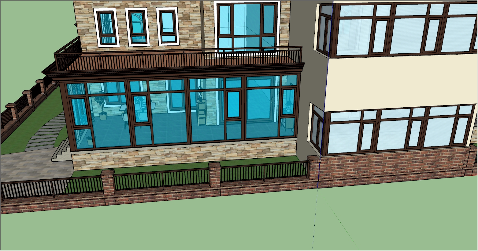 现代简约融合欧式风格阳光房设计SU效果图