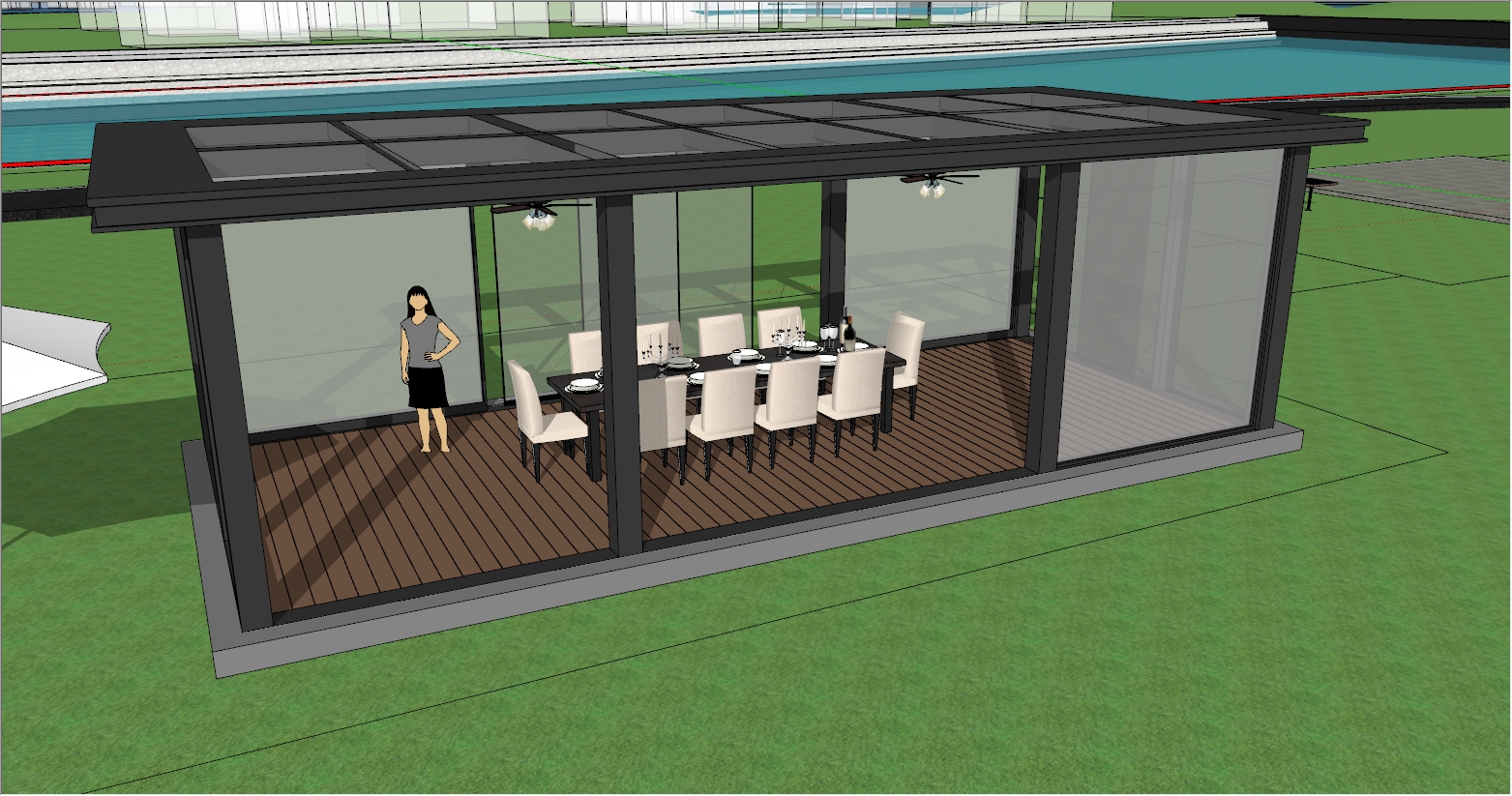 高级餐厅、会所、会客阳光房设计SU效果图