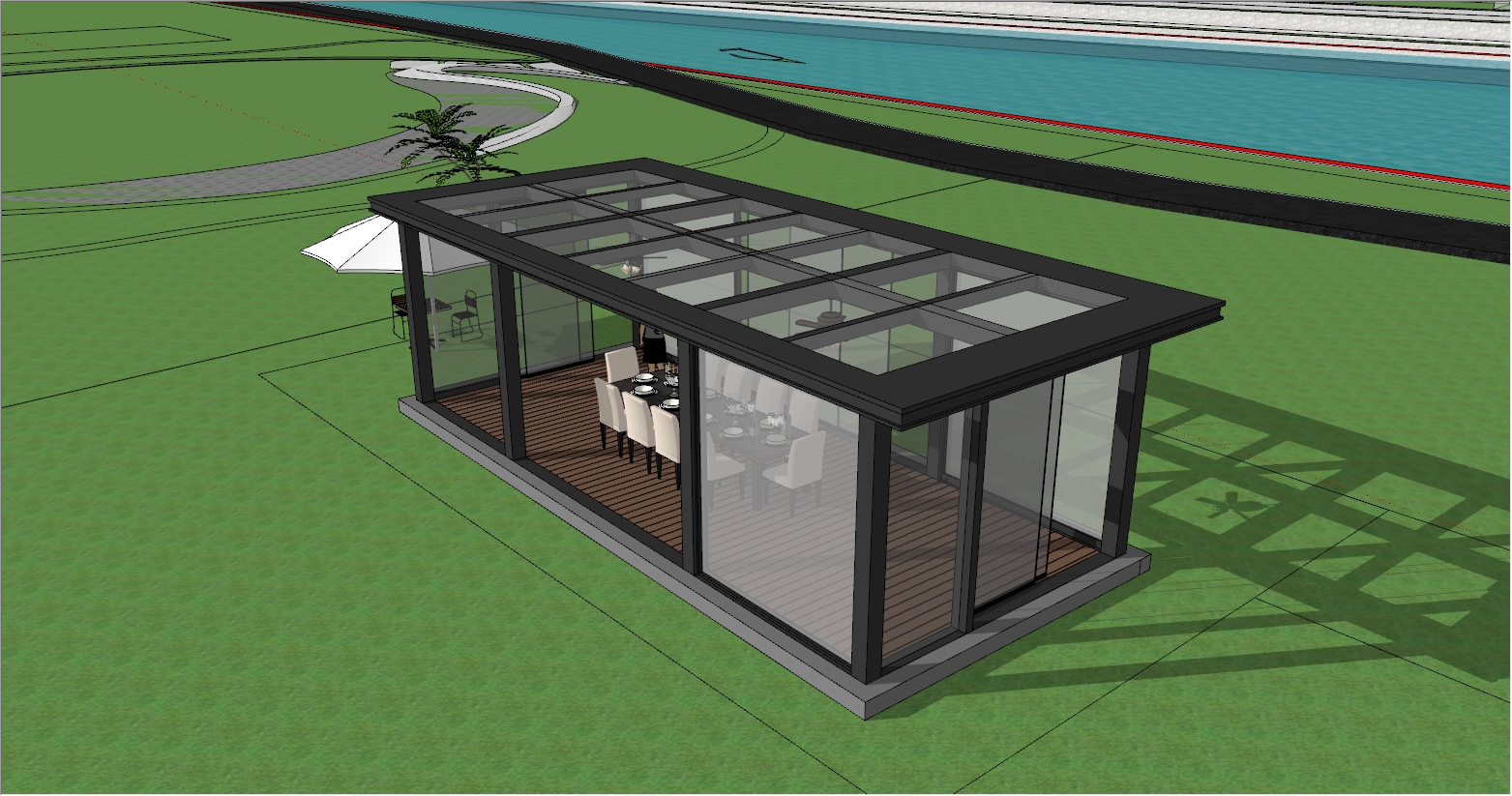 高级餐厅、会所、会客阳光房设计SU效果图