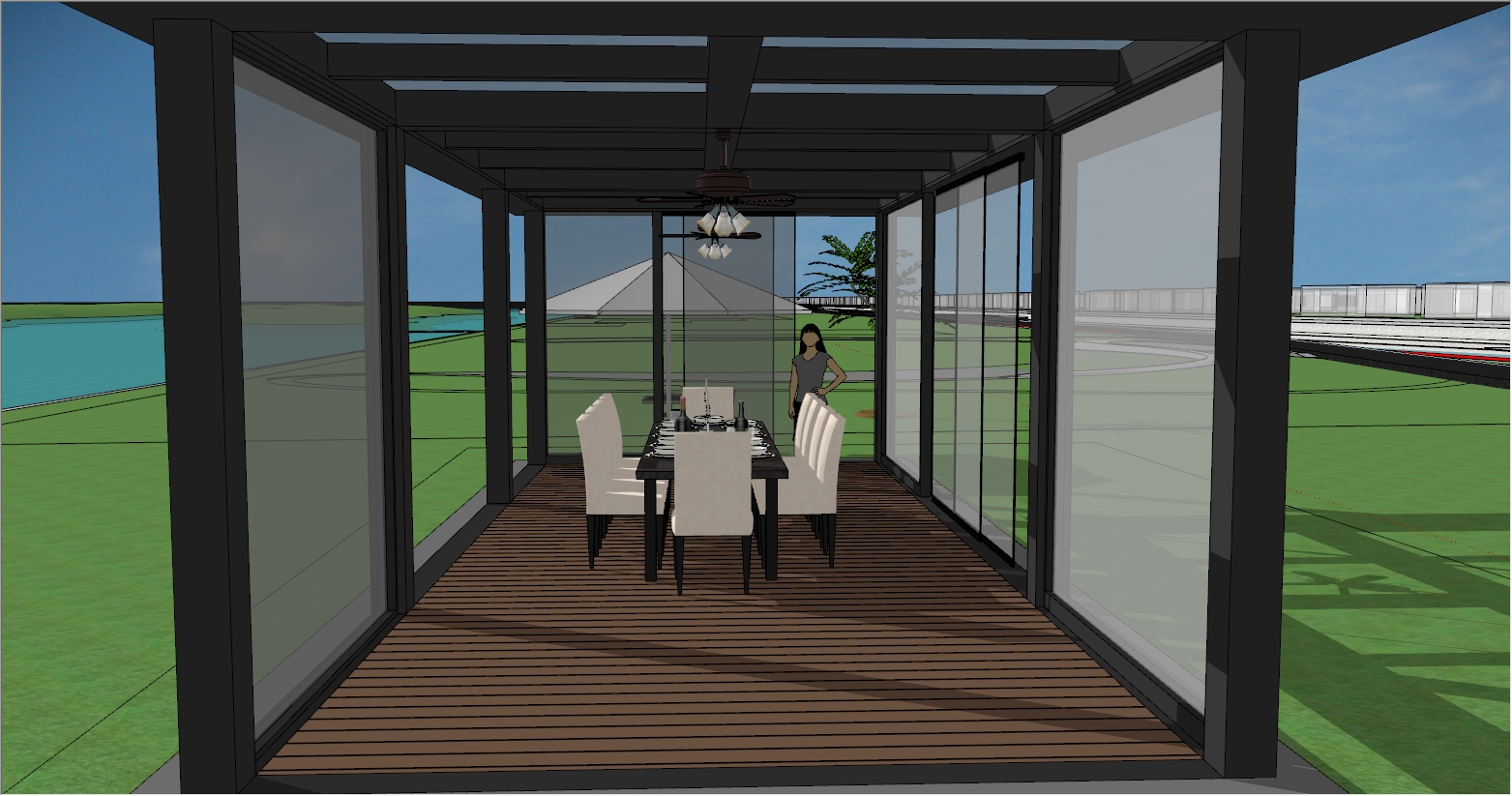 高级餐厅、会所、会客阳光房设计SU效果图