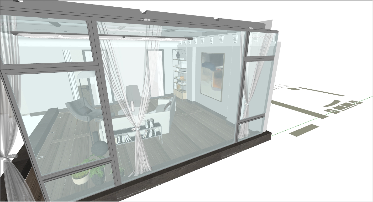 露台阳光房SU设计效果图