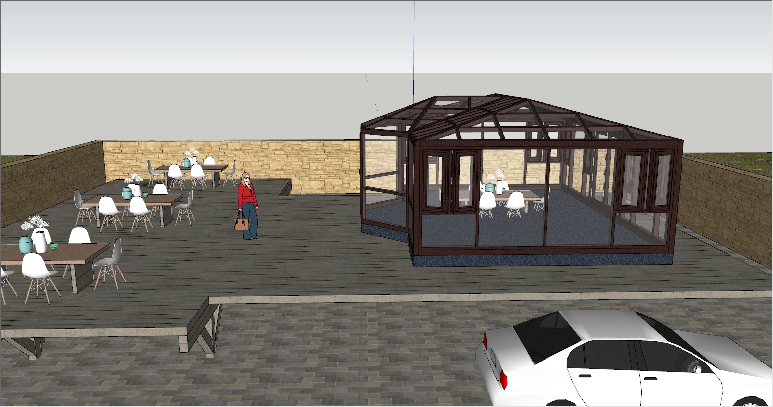 现代工业风融合欧式元素庭院阳光房设计SU效果图