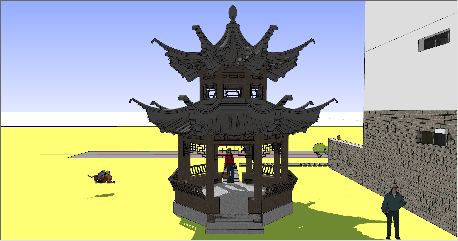 小区中式仿古凉亭