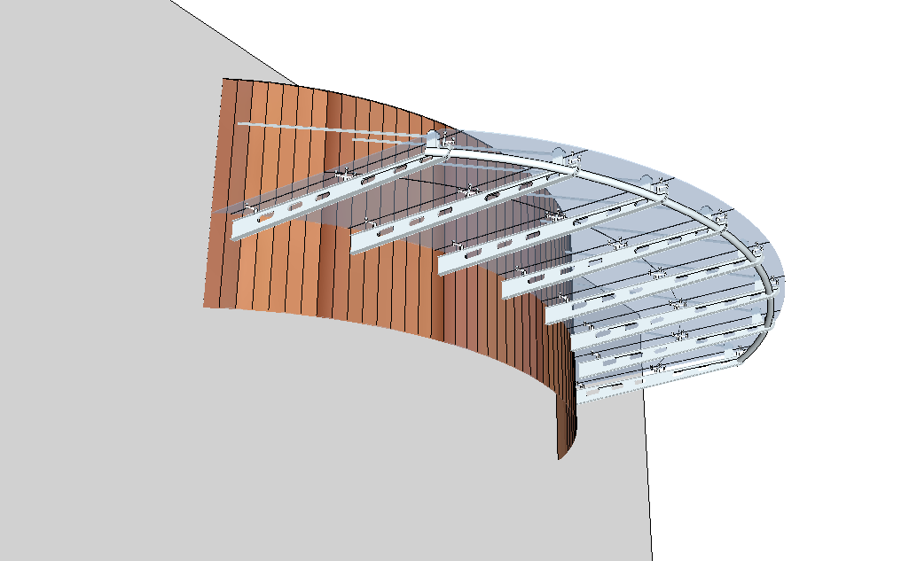 弧形吊拉式雨棚设计效果图