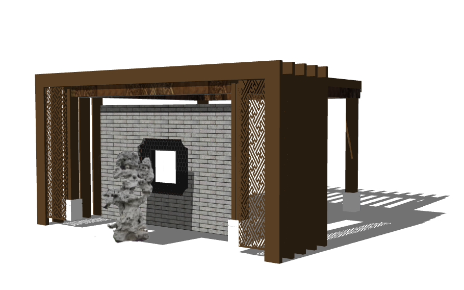 豪华新中式铝合金凉亭廊架设计效果图