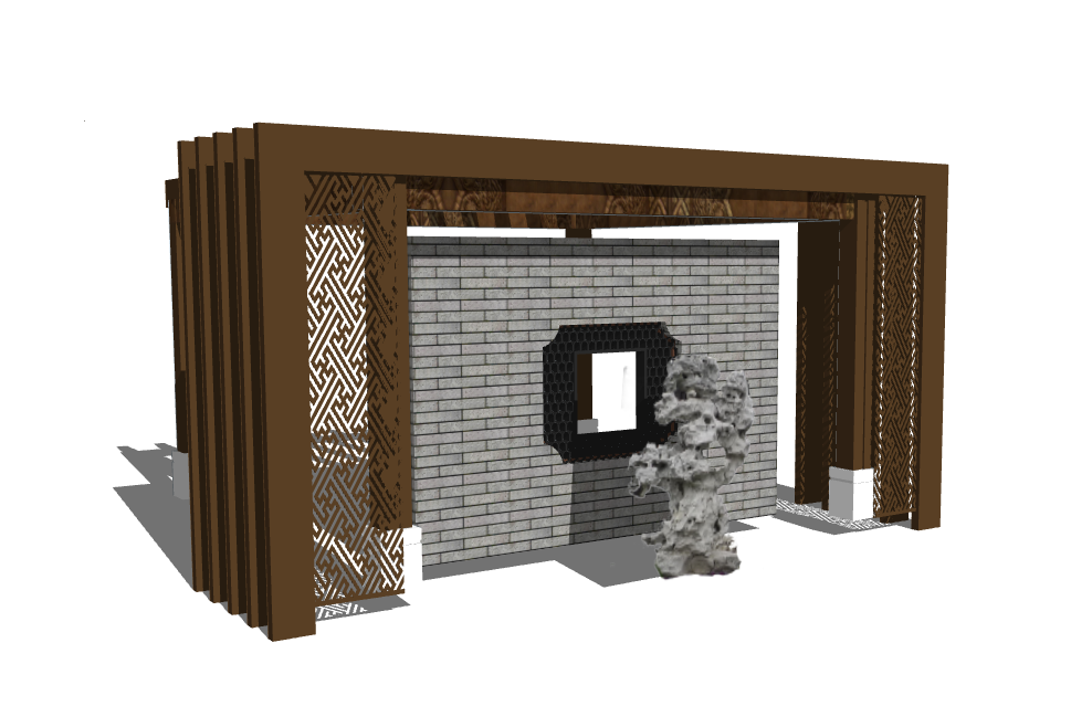 豪华新中式铝合金凉亭廊架设计效果图