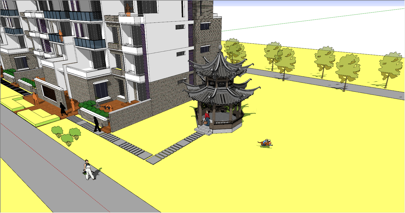 小区中式仿古凉亭