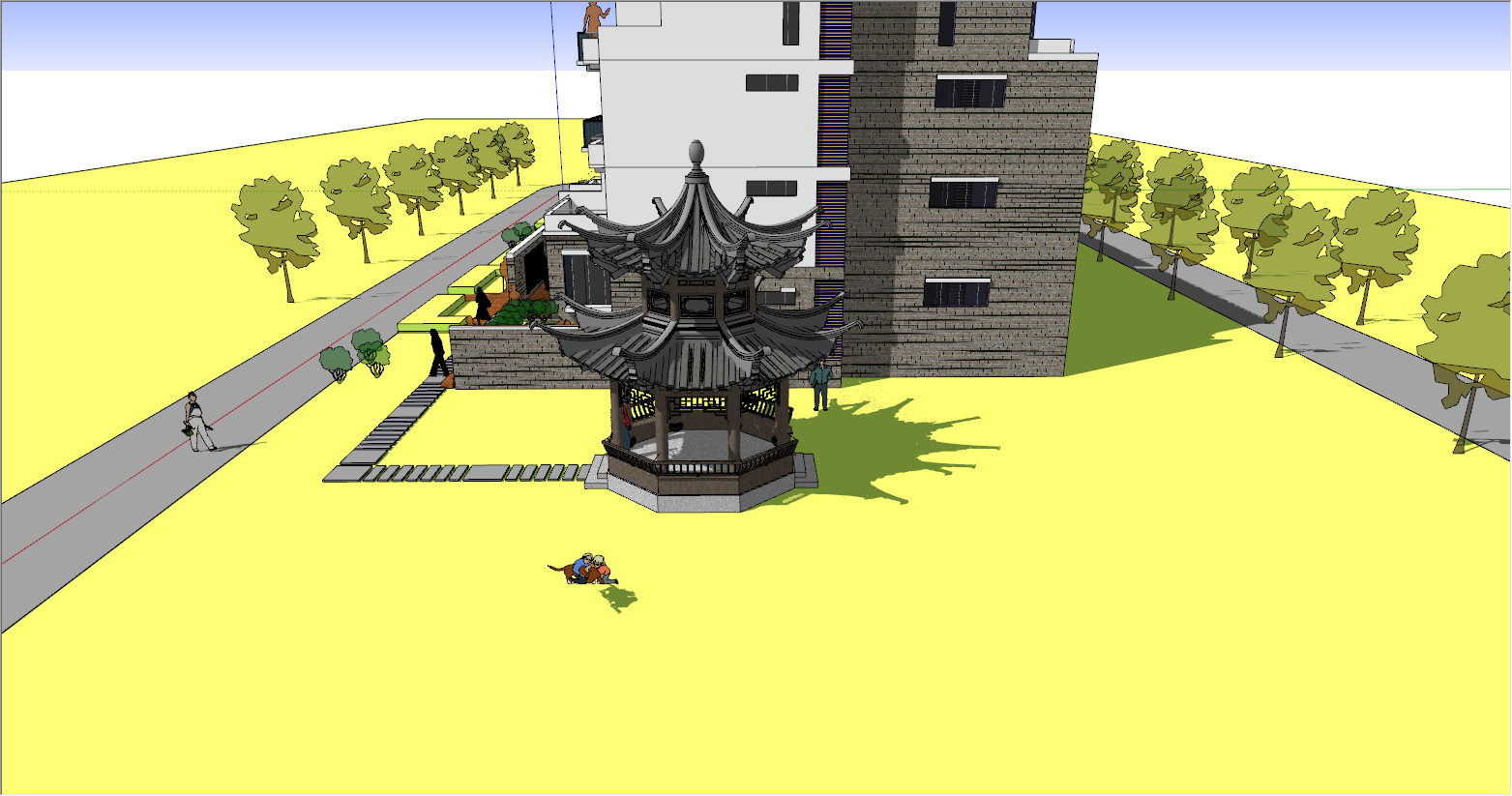 小区中式仿古凉亭