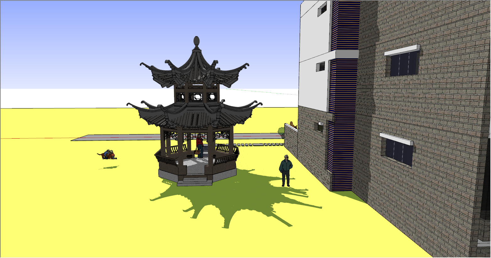 小区中式仿古凉亭