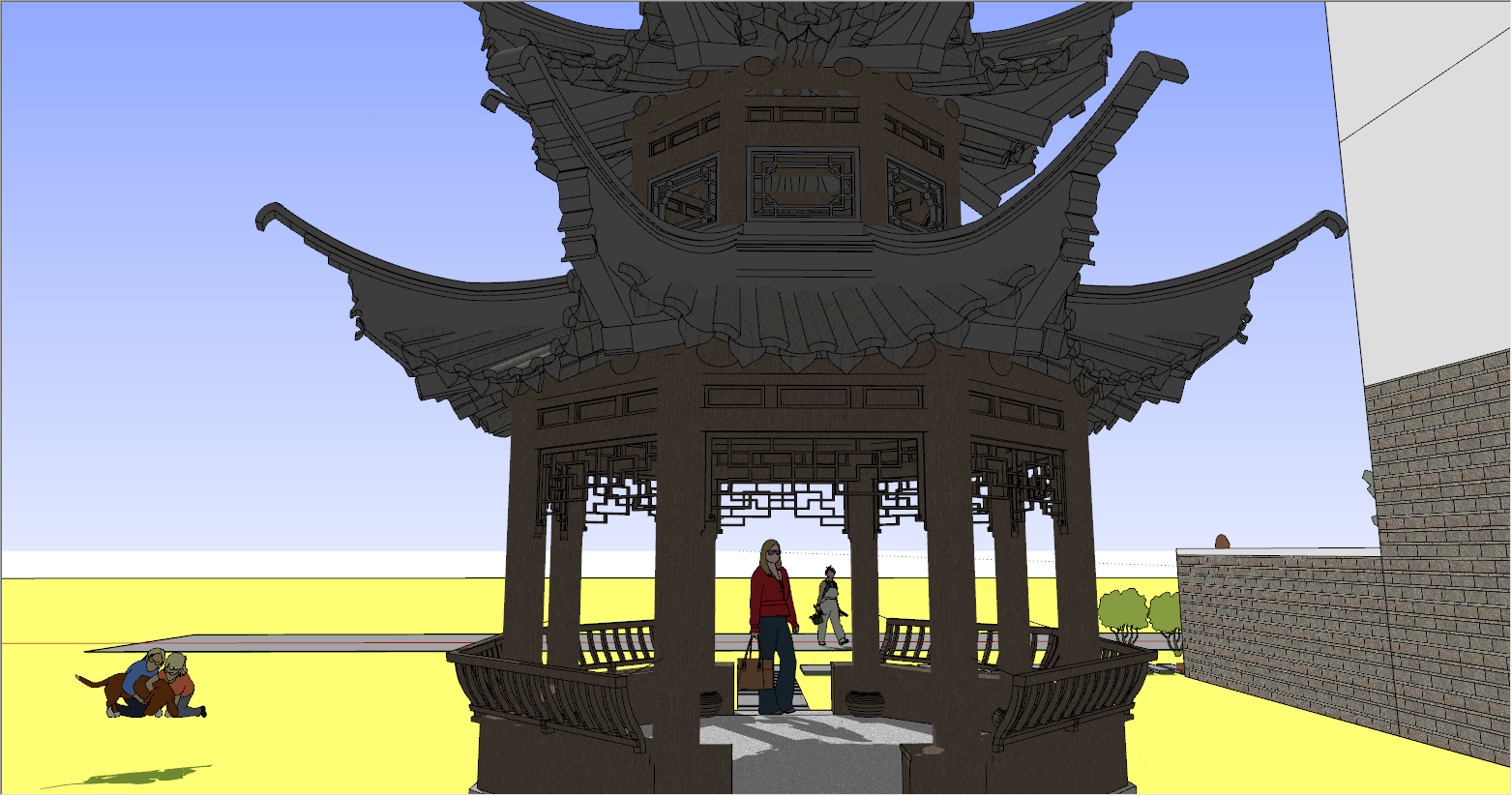 小区中式仿古凉亭