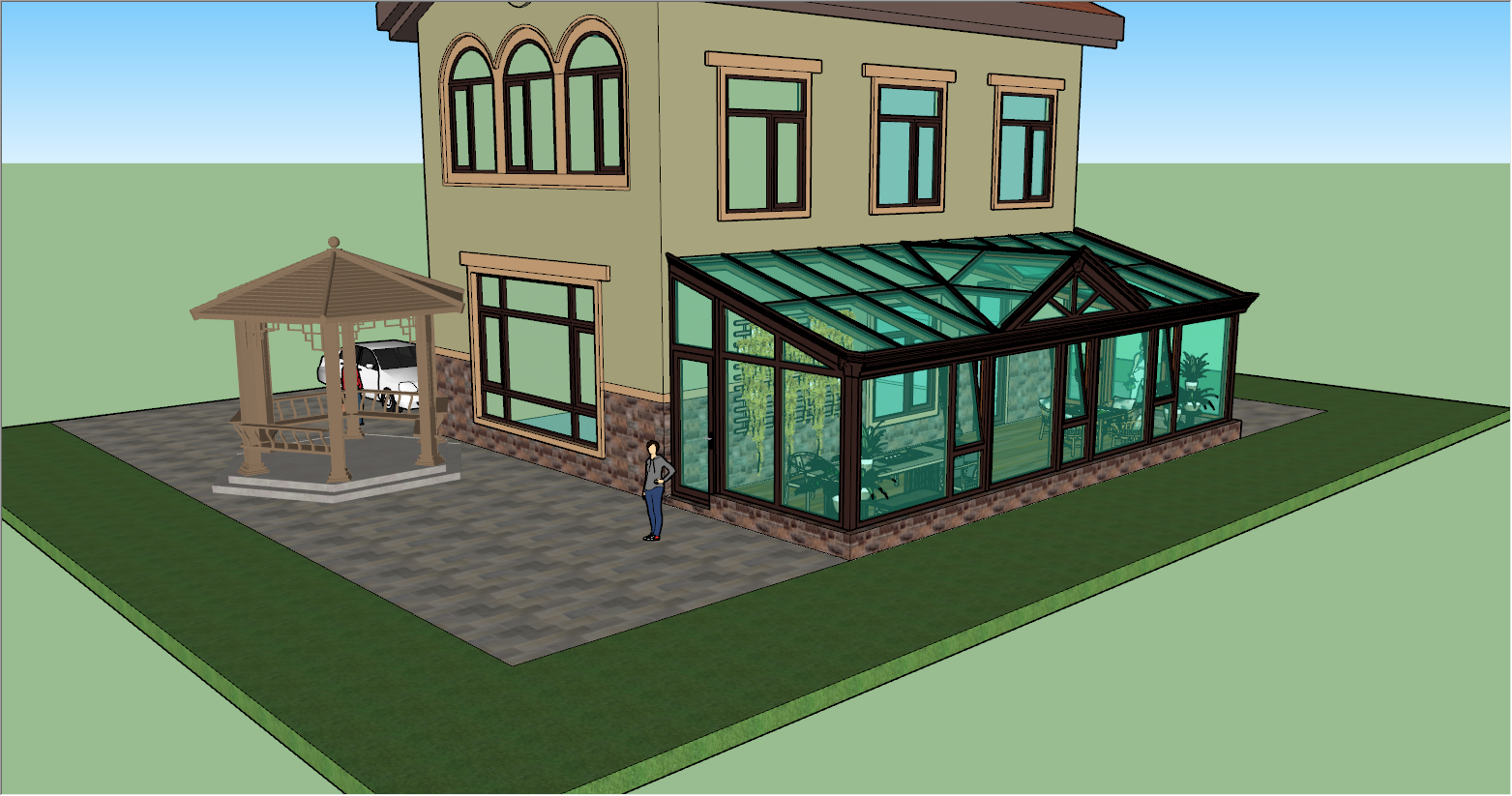 庭院设计之六角铝合金凉亭